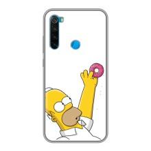Чехол с Симпсонами для Xiaomi Redmi Note 8 (VPrint) (Гомер с пончиком)