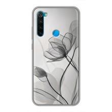 Чехол с цветочным принтом на Сяоми Редми Ноут 8 – Черные цветы