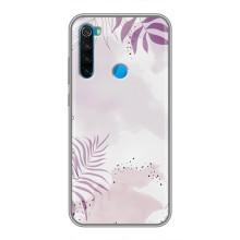 Чехол с цветочным принтом на Сяоми Редми Ноут 8 – Фиолетовые листья