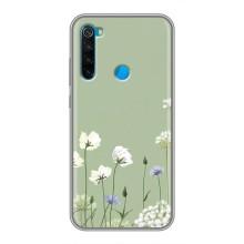 Чехол с цветочным принтом на Сяоми Редми Ноут 8 – Цветы на зеленом
