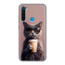 Чехол с принтом стильные животные для Сяоми Редми Ноут 8 – Кот с кофе