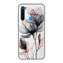 Чохол з квітковим принтом на Сяомі Редмі Ноут 8Т – Квіти на білому