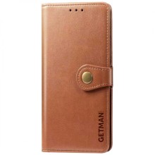 Кожаный чехол книжка GETMAN Gallant (PU) для Xiaomi Redmi Note 9s / Note 9 Pro / Note 9 Pro Max – Коричневый