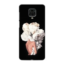 Чехлы (ART) Цветы на Xiaomi Redmi Note 9 Pro Max (VPrint) (Белые цветы)