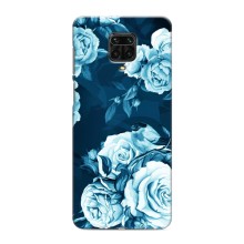 Чехлы (ART) Цветы на Xiaomi Redmi Note 9 Pro Max (VPrint) (Голубые Бутоны)