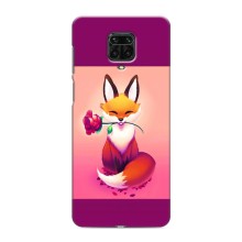 Чехлы с картинкой Лисички для Xiaomi Redmi Note 9 Pro Max (VPrint) (Лисичка с розочкой)
