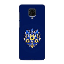 Чохол з картинкою (Патріотичний ГЕРБ) на Xiaomi Redmi Note 9 Pro Max (Герб в квітах)