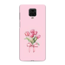 Чехол с розовым рисунком для Xiaomi Redmi Note 9 Pro Max (Букет цветов)
