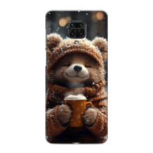 Печатный чехол «Зверята с кофе» для Xiaomi Redmi Note 9 Pro Max – Мишка с кофе