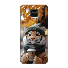 Печатный чехол «Зверята с кофе» для Xiaomi Redmi Note 9 Pro Max – Тигр с кофе
