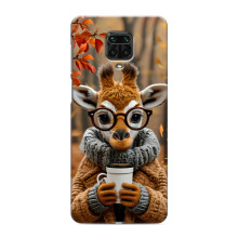 Печатный чехол «Зверята с кофе» для Xiaomi Redmi Note 9 Pro Max – Жираф с кофе
