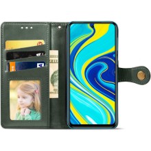 Кожаный чехол-книжка GETMAN Gallant (PU) для Xiaomi Redmi Note 9s / Note 9 Pro / Note 9 Pro Max – Зеленый