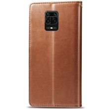 Кожаный чехол-книжка GETMAN Gallant (PU) для Xiaomi Redmi Note 9s / Note 9 Pro / Note 9 Pro Max – Коричневый