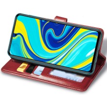 Кожаный чехол-книжка GETMAN Gallant (PU) для Xiaomi Redmi Note 9s / Note 9 Pro / Note 9 Pro Max – Красный