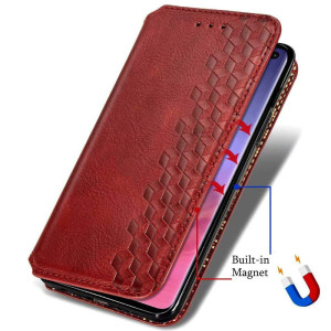 Кожаный чехол-книжка GETMAN Cubic (PU) для Xiaomi Redmi Note 9s / Note 9 Pro / Note 9 Pro Max – Красный