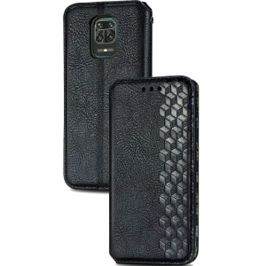 Кожаный чехол-книжка GETMAN Cubic (PU) для Xiaomi Redmi Note 9s / Note 9 Pro / Note 9 Pro Max – Черный