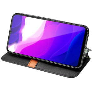 Кожаный чехол-книжка GETMAN Cubic (PU) для Xiaomi Redmi Note 9s / Note 9 Pro / Note 9 Pro Max – Черный