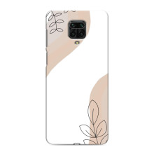 Силиконовый чехол с принтом в цветах на Xiaomi Redmi Note 9 Pro – Нюдовый дизайн