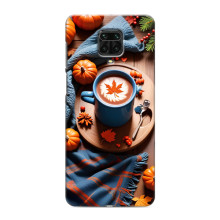 Чехол с уникальным дизайном «Осень с кофе» для Xiaomi Redmi Note 9 Pro – Кофе и тыквы