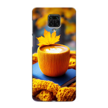Чехол с уникальным дизайном «Осень с кофе» для Xiaomi Redmi Note 9 Pro – Кофе с жёлтым