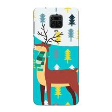 Силиконовый бампер с картинкой животных для Xiaomi Redmi Note 9 Pro (Олень с шарфом)