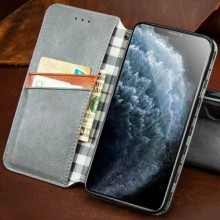 Кожаный чехол книжка GETMAN Cubic (PU) для Xiaomi Redmi Note 9 / Redmi 10X – Серый