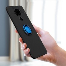 TPU чехол Deen ColorRing под магнитный держатель (opp) для Xiaomi Redmi Note 9 / Redmi 10X – Черный / Синий