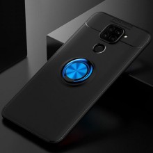 TPU чехол Deen ColorRing под магнитный держатель (opp) для Xiaomi Redmi Note 9 / Redmi 10X – Черный / Синий