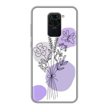 Силиконовый чехол с принтом в цветах на Xiaomi Redmi Note 9 – Фиолетовый букет