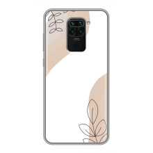 Силиконовый чехол с принтом в цветах на Xiaomi Redmi Note 9 – Нюдовый дизайн