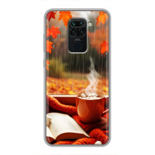 Чехол с уникальным дизайном «Осень с кофе» для Xiaomi Redmi Note 9 – Кофе и дождь