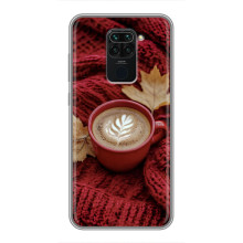 Чехол с уникальным дизайном «Осень с кофе» для Xiaomi Redmi Note 9 – Кофе на пледе