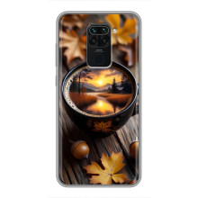 Чехол с уникальным дизайном «Осень с кофе» для Xiaomi Redmi Note 9 – Тёмный кофе