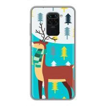 Силіконовий бампер з картинкою звірів для Xiaomi Redmi Note 9 (Олень із шарфом)
