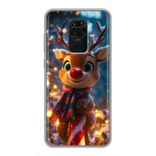 Яркий чехол для Xiaomi Redmi Note 9 с Зимними Оленятами – Олень в шарфе