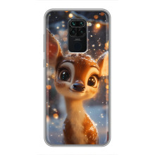 Яркий чехол для Xiaomi Redmi Note 9 с Зимними Оленятами – Оленёнок среди гирлянд