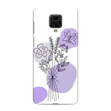 Силиконовый чехол с принтом в цветах на Xiaomi Redmi Note 9S – Фиолетовый букет