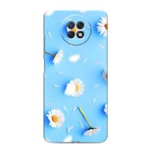 Чохол з Квітами для Xiaomi Redmi Note 9T (ромашки на блакитному)