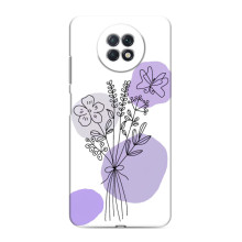 Силиконовый чехол с принтом в цветах на Xiaomi Redmi Note 9T – Фиолетовый букет