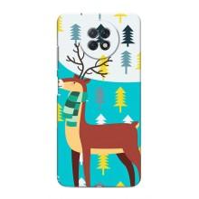 Силиконовый бампер с картинкой животных для Xiaomi Redmi Note 9T (Олень с шарфом)