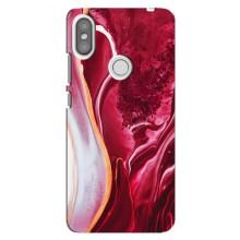 Чехол для Редми S2 - с принтом (Дизайнерские) (AlphaPrint) (Мрамор красный)