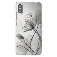 Чехол с цветочным принтом на Редми S2 – Черные цветы