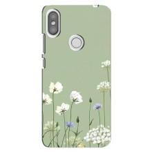 Чехол с цветочным принтом на Редми S2 – Цветы на зеленом