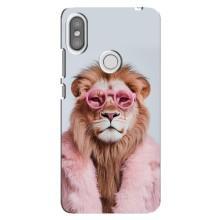Чехол с принтом стильные животные для Редми S2 – Лев в очках