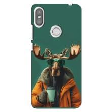 Чехол с принтом стильные животные для Редми S2 – Лось с кофе