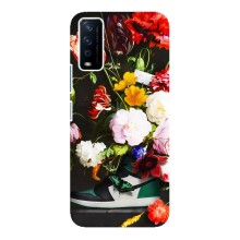 Брендновые Чехлы для ViVO Y12s - (PREMIUMPrint) (Nike цветы)