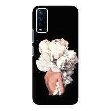 Чехлы (ART) Цветы на ViVO Y12s (VPrint) (Белые цветы)