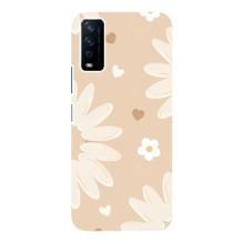 Чехол с цветочным принтом на Виво у12с – Бежевые цветы