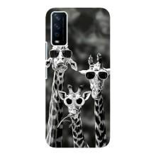 Силиконовый чехол с КАРТИНКАМИ лето для ViVO Y12s (AlphaPrint) (Жирафы в очках)