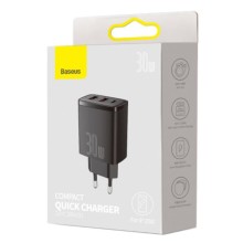 МЗП Baseus Compact Quick Charger 30W QC+PD (2USB-A/1C) (CCXJ-E) – Чорний